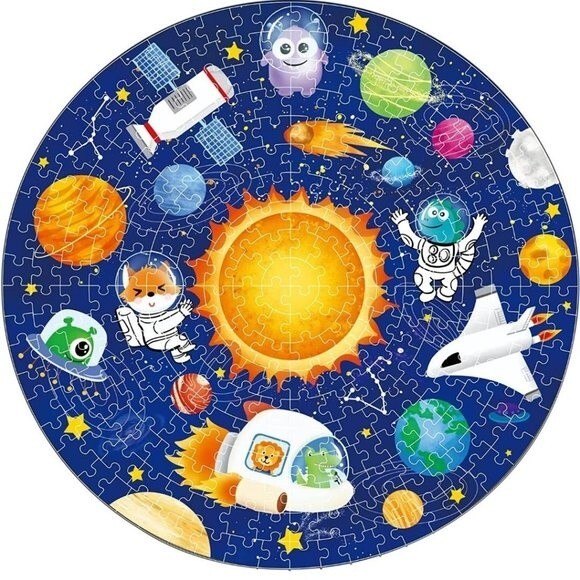 300 Piece Large Round Space Floor Puzzle, - Picture 1 of 3